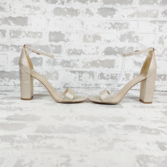 New Sam Edelman Yaro Gold Ankle Strap High Heel Sandal T496 - Picture 7 of 12